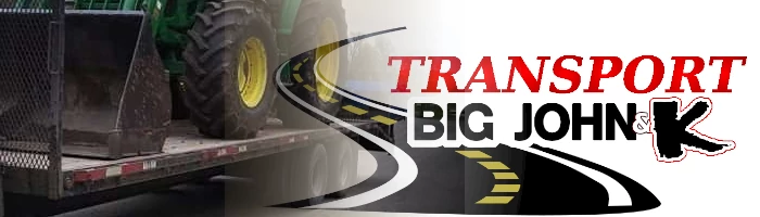 Banière transport big john avec un image de tracteur